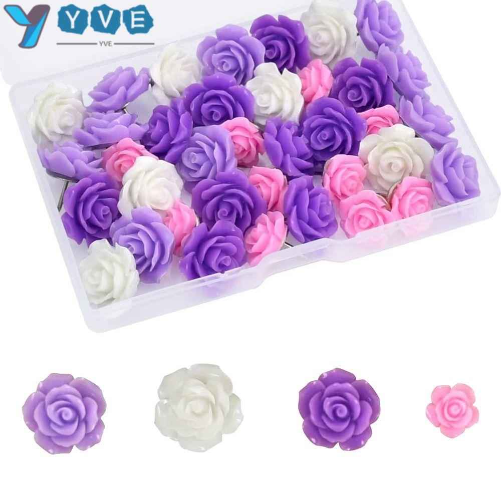 YVE Set 40 Đinh Ghim Nhựa Gắn Ảnh Treo Tường Nhiều Màu Sắc Cho Văn Phòng