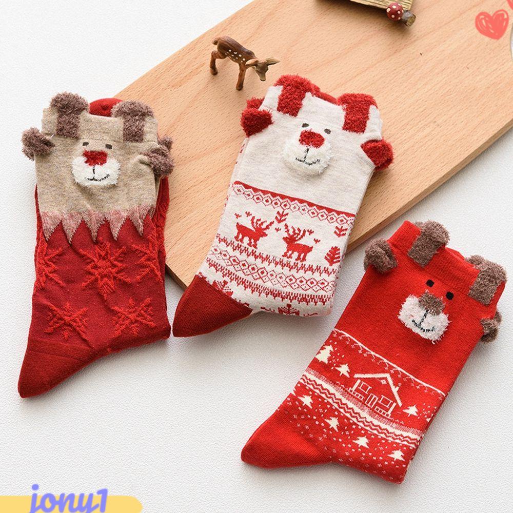 JONYE Tất Cotton Hoạ Tiết Giáng Sinh Dễ Thương