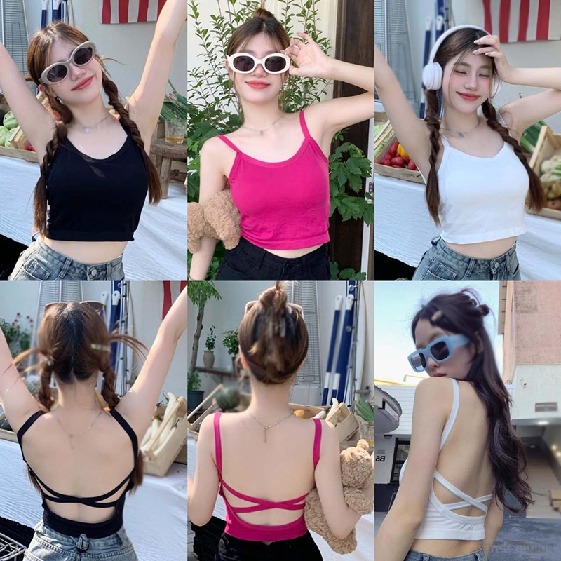 Áo Croptop Sát Nách Màu Sắc Thanh Lịch Hợp Thời Trang Phong Cách Hàn Quốc Cho Nữ