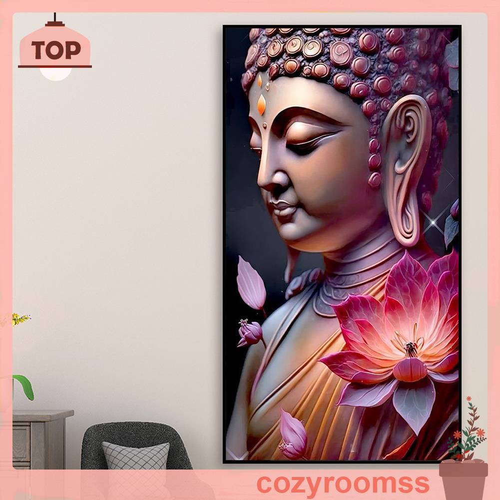 Tranh Đính Đá Kim Cương Toàn Bộ 5D DIY Hình Tượng Phật Trang Trí Nhà Cửa