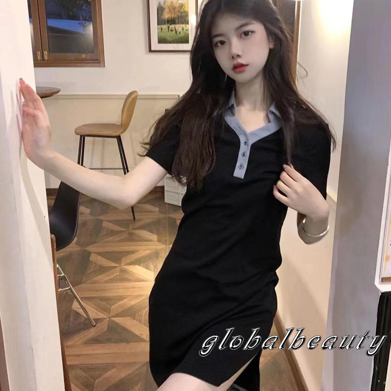 Đầm Ngắn Tay Cổ Bẻ Form Ôm Phong Cách Đường Phố Thời Trang Mùa Hè