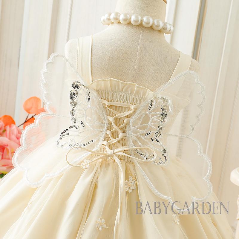 Đầm Công Chúa Không Tay Phối Lưới Họa Tiết Cánh Bướm Thời Trang Mùa Hè Cho Bé Gái / / 3-24 Tháng Tuổi