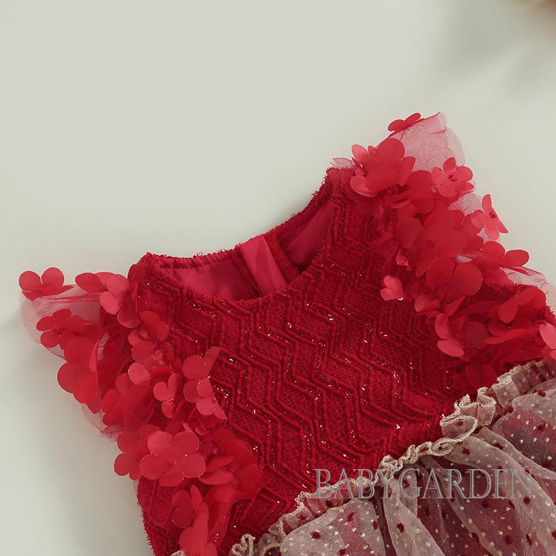 Bộ Áo Liền Quần Không Tay Phối Vải Lưới Họa Tiết Hoa Dành Cho Bé Gái 0-24 Tháng Tuổi
