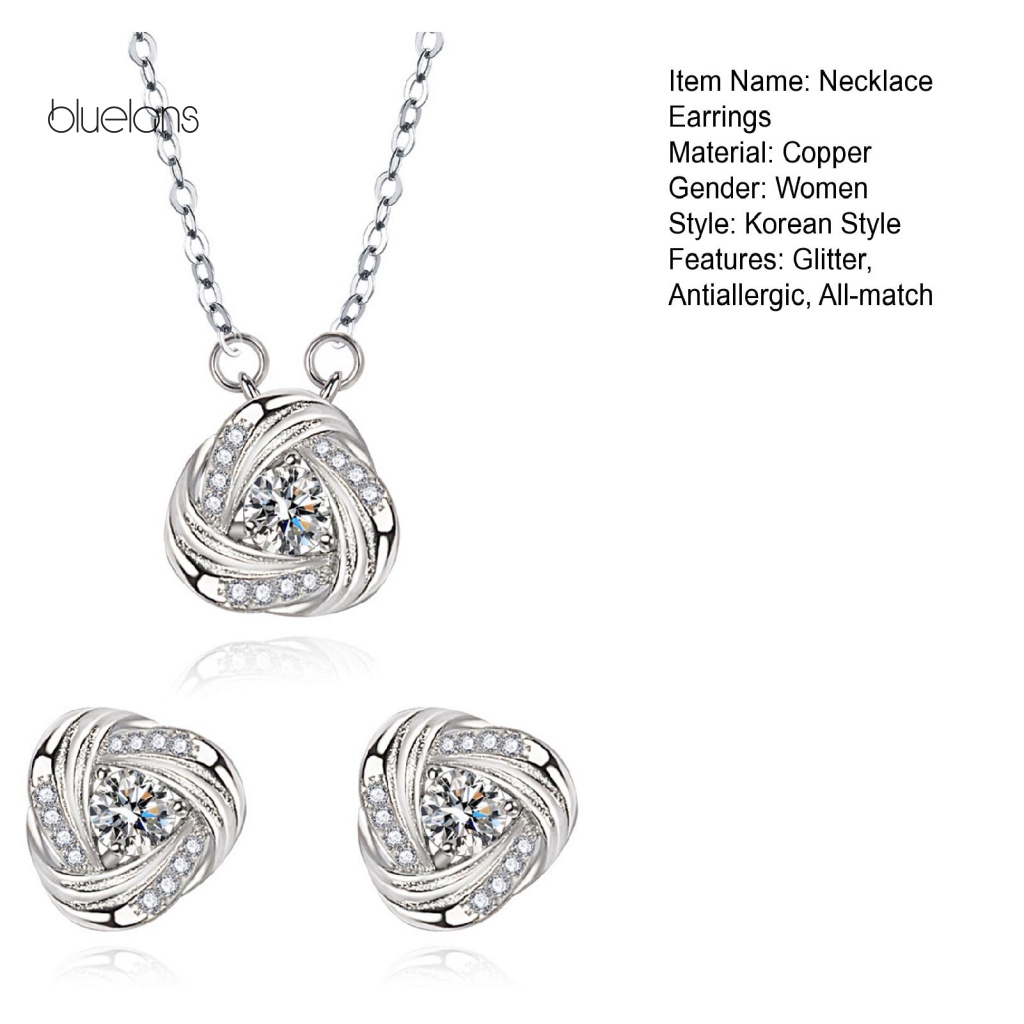 Set 2 Vòng cổ Và Bông Tai Hình Cánh Hoa Đính Đá Thời Trang Cho Nữ