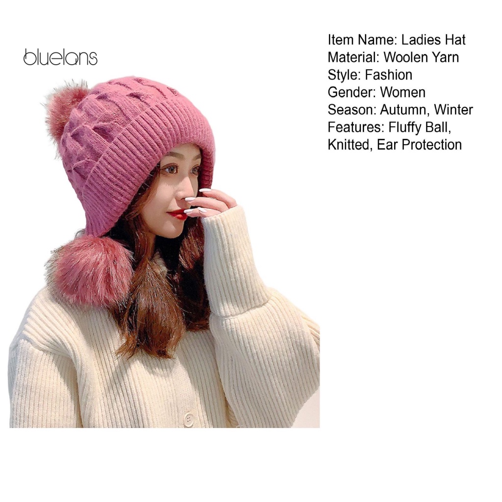 Mũ Beanie Dệt Kim Ba Màu Trơn Không Vành Chống Gió Mùa Thu Đông Cho Nữ