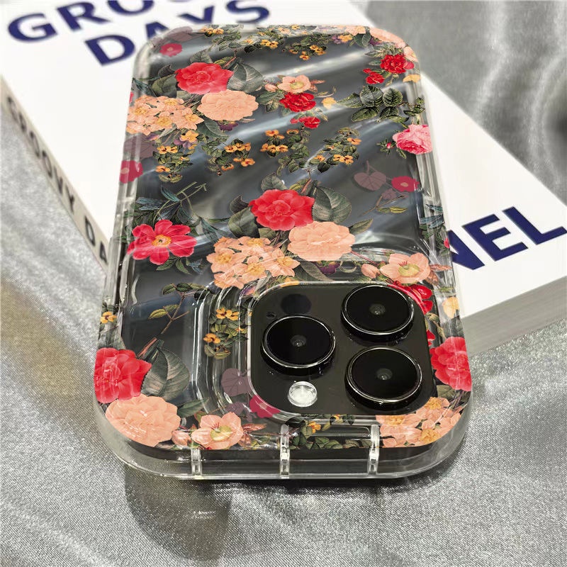 Ốp Điện Thoại Mềm Trong Suốt Họa Tiết Hoa Retro Cho Iphone 14Promax 1312 / 11 7 / 8plus xr / sins VIK8