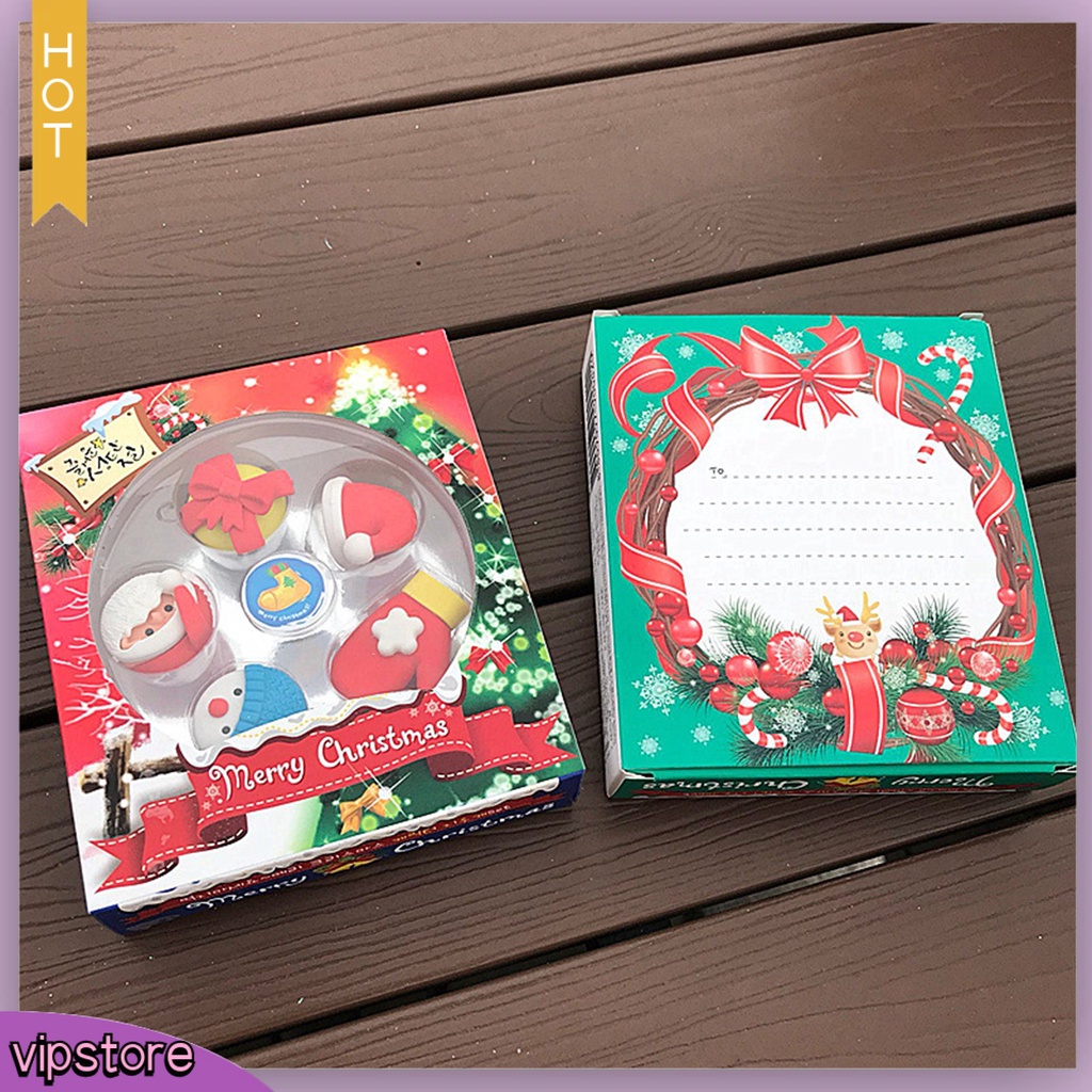 <VIP> 1 Hộp Gôm Tẩy Chủ Đề Giáng Sinh Bằng PVC Cao Su