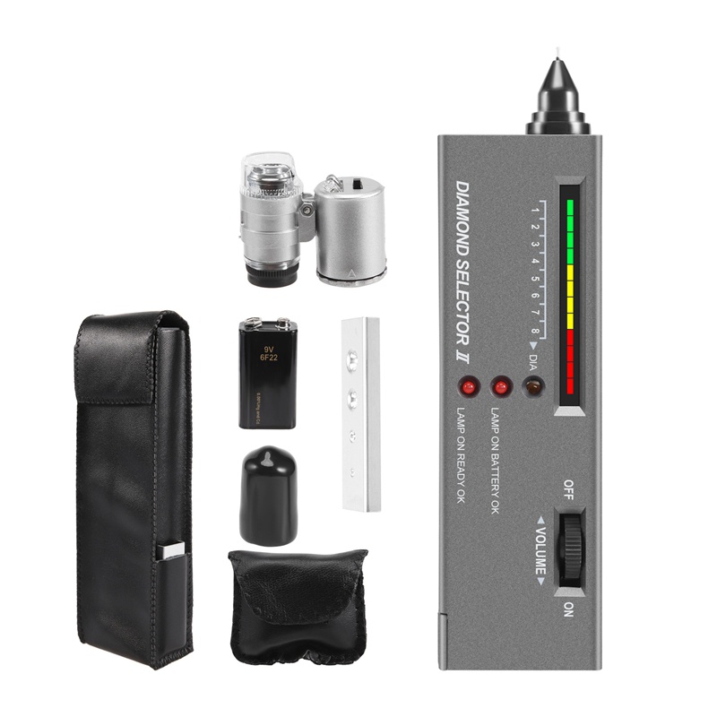 Bút Kiểm Tra Kim Cương Độ Chính Xác Cao + Kính Lúp Phóng Đại 60X Mini Có Đèn LED Chuyên Nghiệp