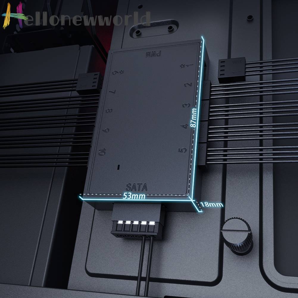 Bộ Chia 1 Ra 10 Cổng 4 Pin PWM SATA Cho Máy Tính Ốp