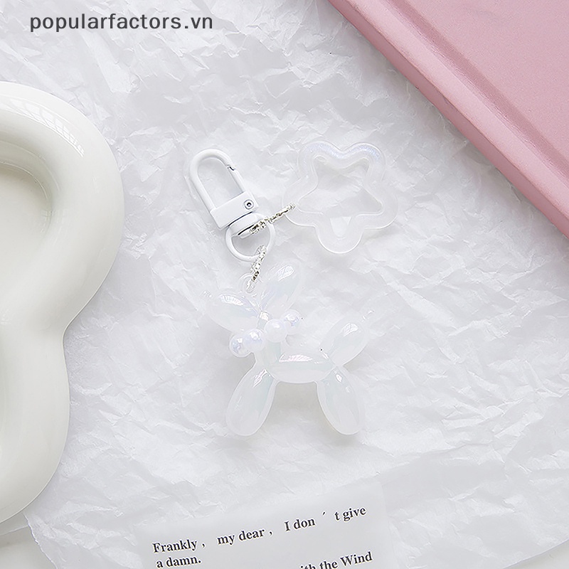Móc Khóa Acrylic Hình Cún / Ngôi Sao / Bóng Bay Màu Kẹo Dạ Quang Dễ Thương Thời Trang