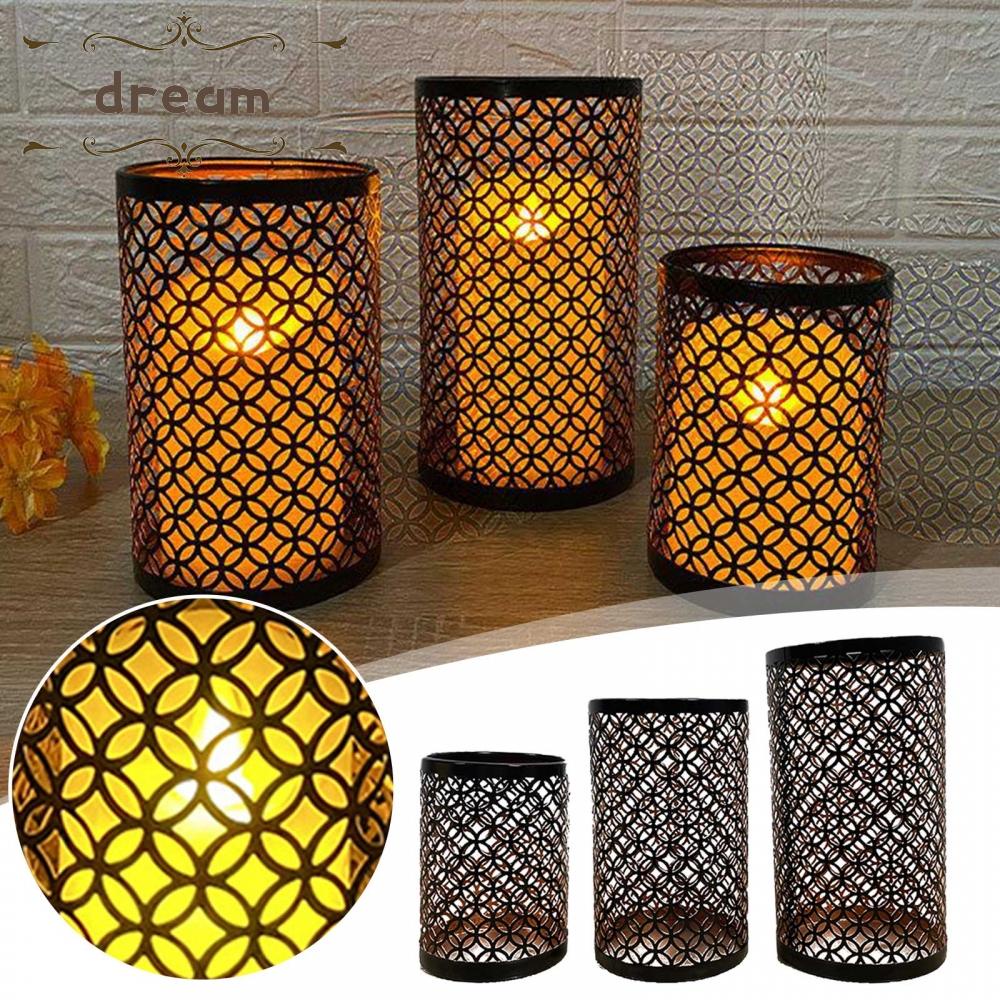 【DREAMLIFE】Candle Base 3 Size 3pcs/set Black Decor Hollow Iron Candle Accessories