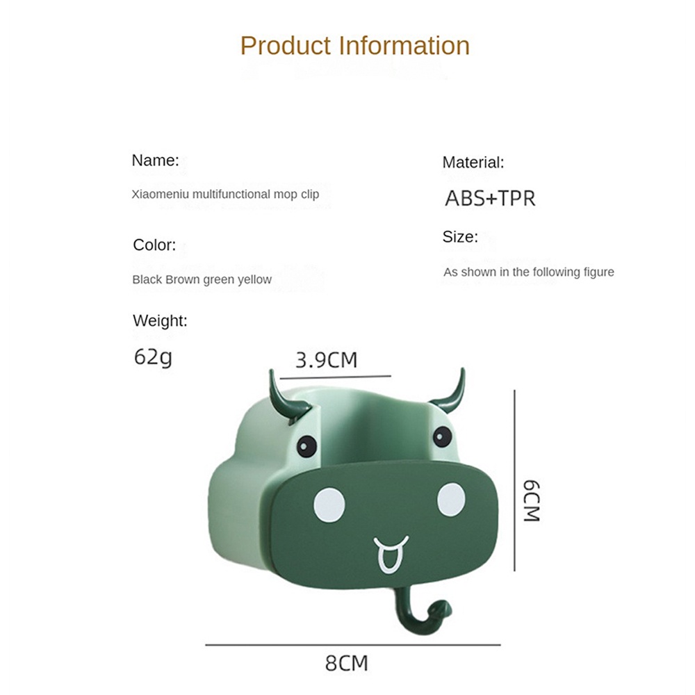 Phim Hoạt Hình Bò Dễ Thương Hộ Gia Đình Phòng Tắm Mini Vòi Hoa Sen Kẹp Giá Gác Nhà Vệ Sinh Cây Lau Nhà Treo Tường Không Lỗ Giá Đựng Đồ Giá Treo Móc Đa Năng