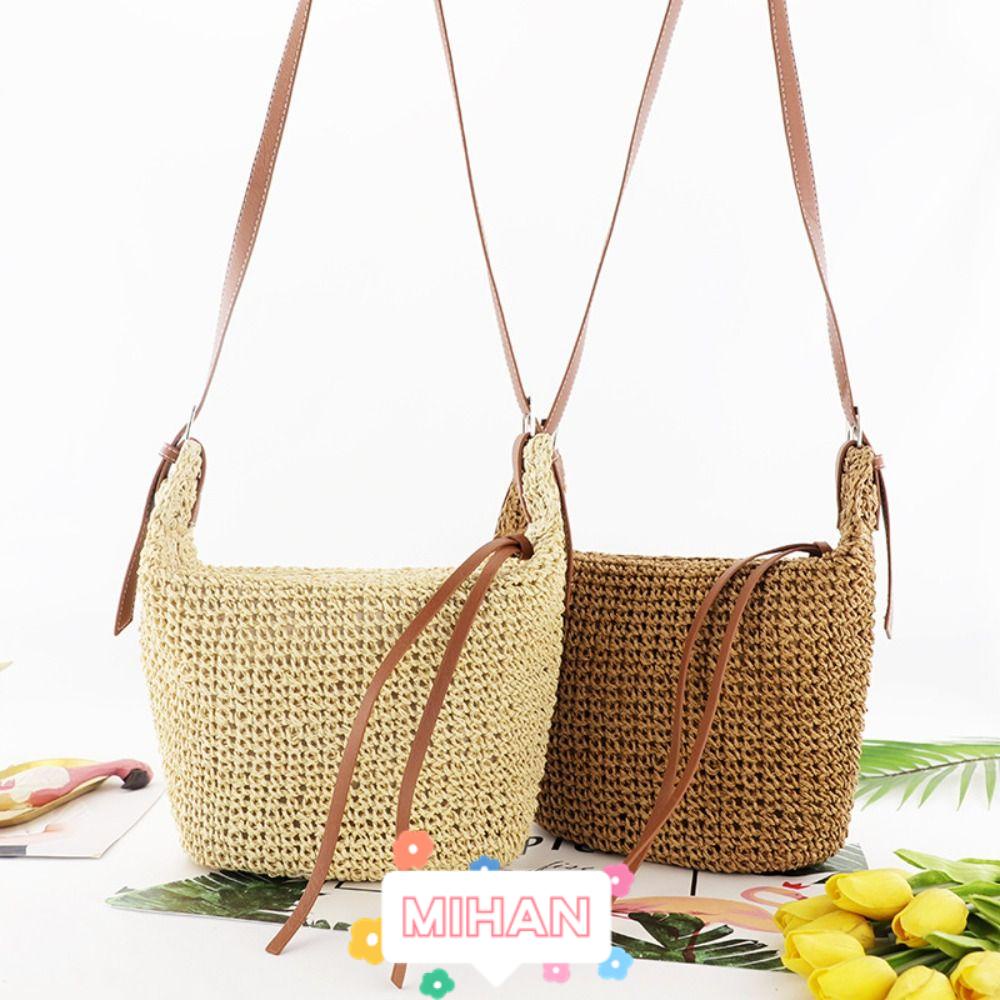 Túi Rơm Đeo Vai / Xách Tay Thủ Công Có Khóa Kéo MIHAN1 Cho Nữ