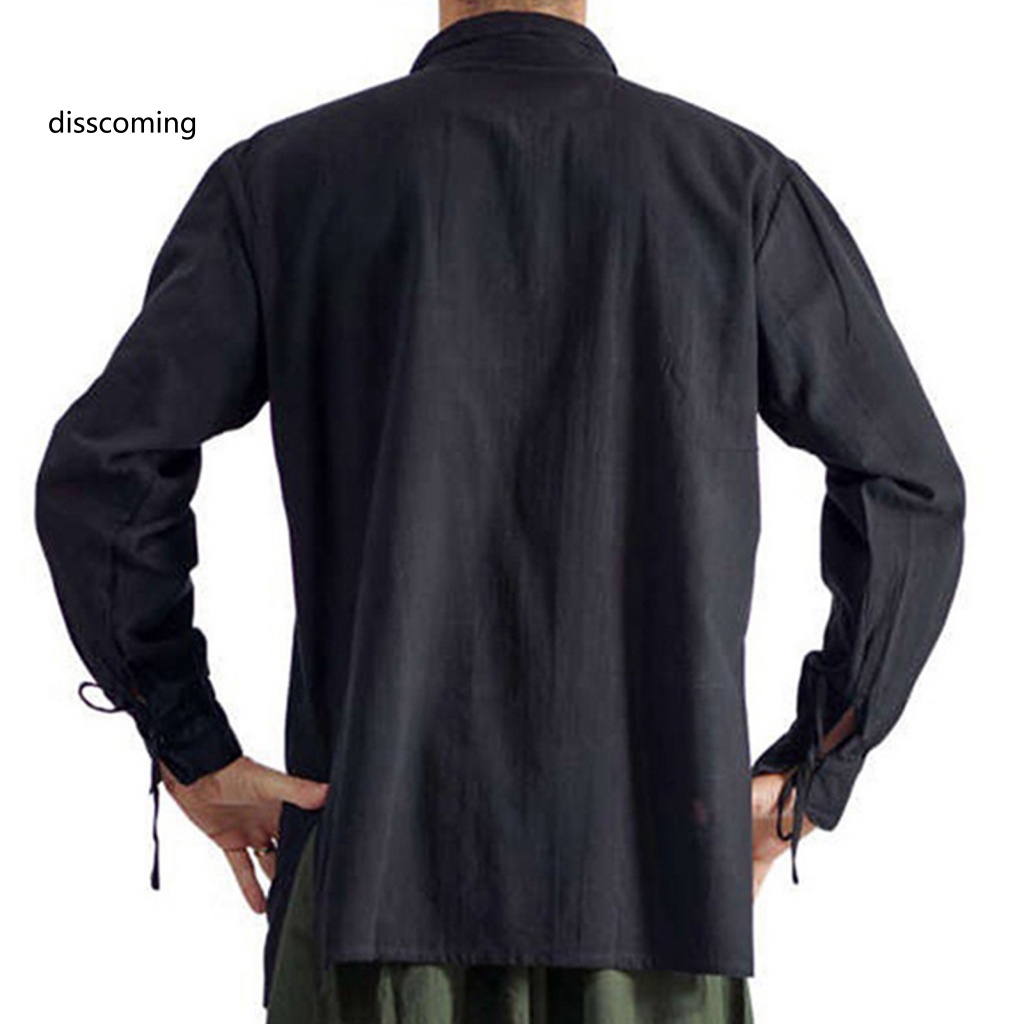 Áo Thun SL SL SL SL SL SL SL SL| Áo Sơ Mi Tay Dài Màu Trơn Dáng Rộng Cột Dây Hóa Trang Thời Phục Hưng Cho Nam