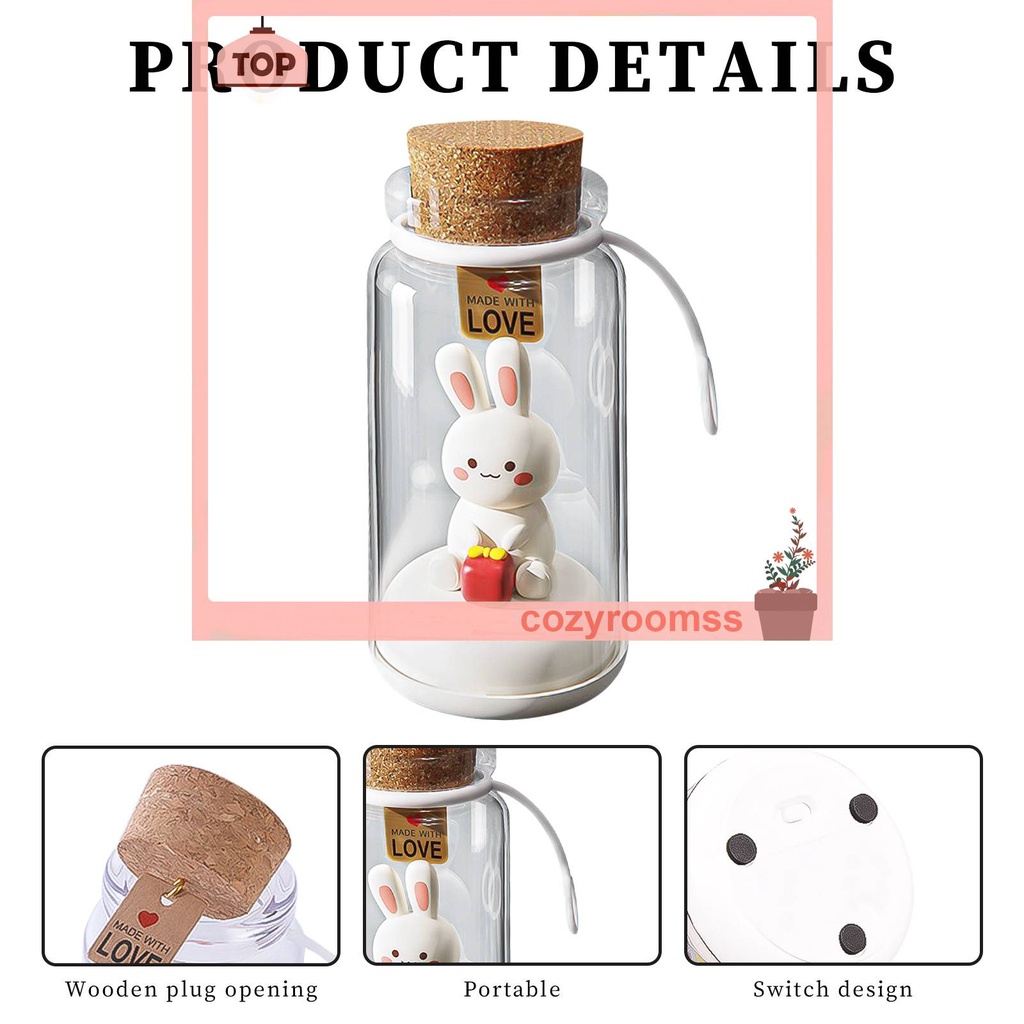 Đèn LED USB 500mAh Hình Thỏ 3 Bánh Răng Có Thể Điều Chỉnh Độ Sáng Dùng Trang Trí