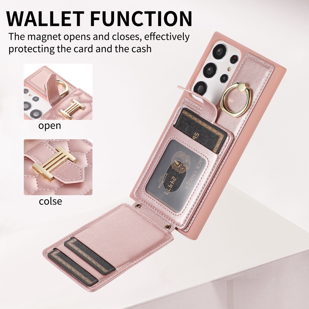 Ốp Điện Thoại Da Kèm Ngăn Đựng Thẻ Và Dây Đeo Chéo Cho Samsung S23 Ultra S22 Plus S21 FE S21 Ultra S20 Plus S23 Plus