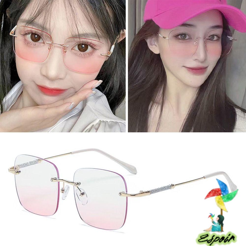 ESPO Mắt Kính Gọng Vuông Oversized Bằng Kim Loại Phong Cách Vintage