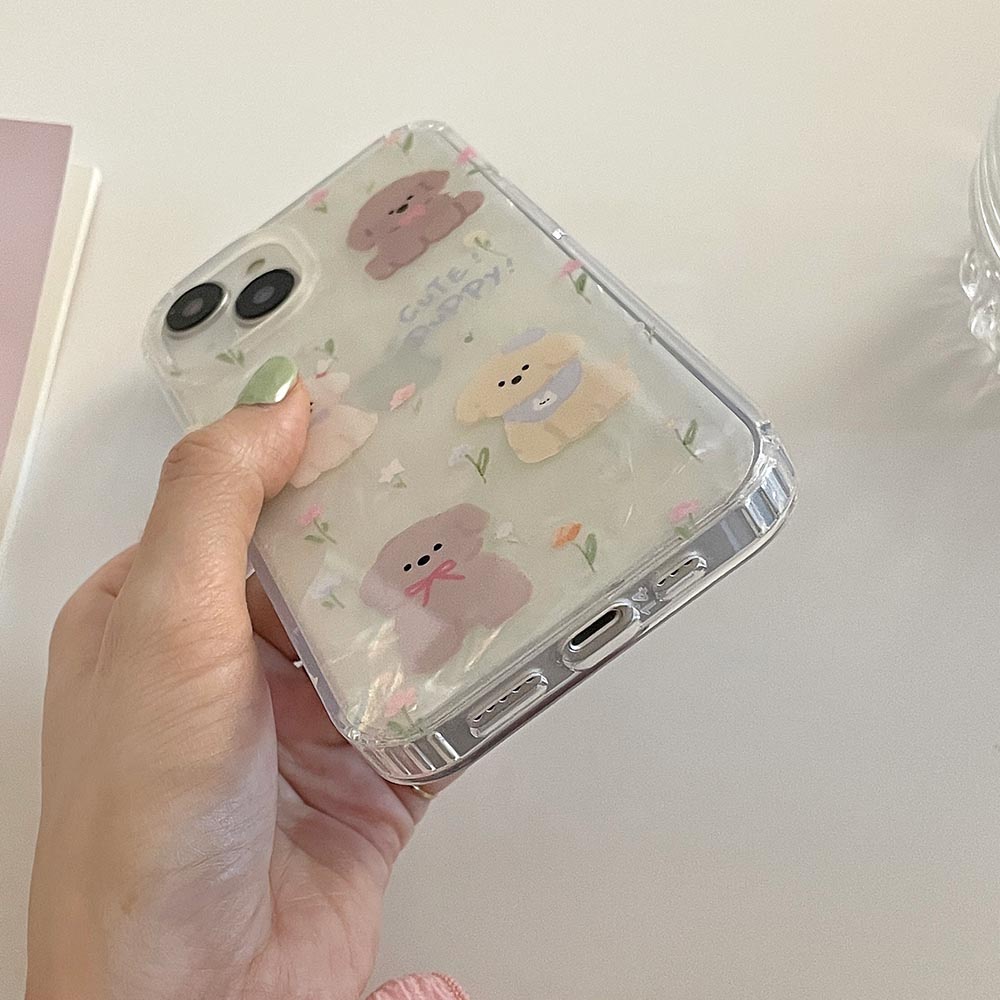 Ốp Điện Thoại Nhựa Cứng In Hình Chó Và Hoa Cho IPhone 11 12 12Pro 12ProMax 13 13Pro 13ProMax 14 14Pro 14ProMax