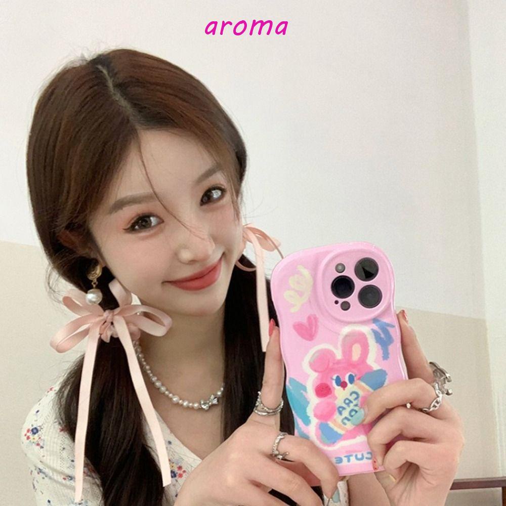 AROMA Dây Buộc Tóc Thắt Nơ Ruy Băng Cỡ Lớn Phong Cách Hàn Quốc Cho Nữ