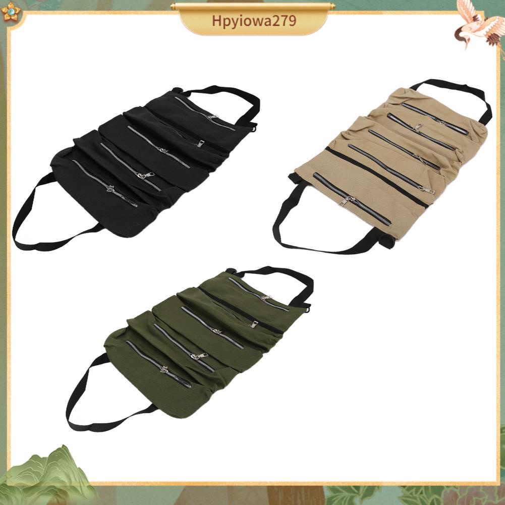 Ilikebag Túi đựng dụng cụ bằng vải Canvas Thiết kế dây kéo có thể gập lại Trọng lượng nhẹ và độ bền cao đai