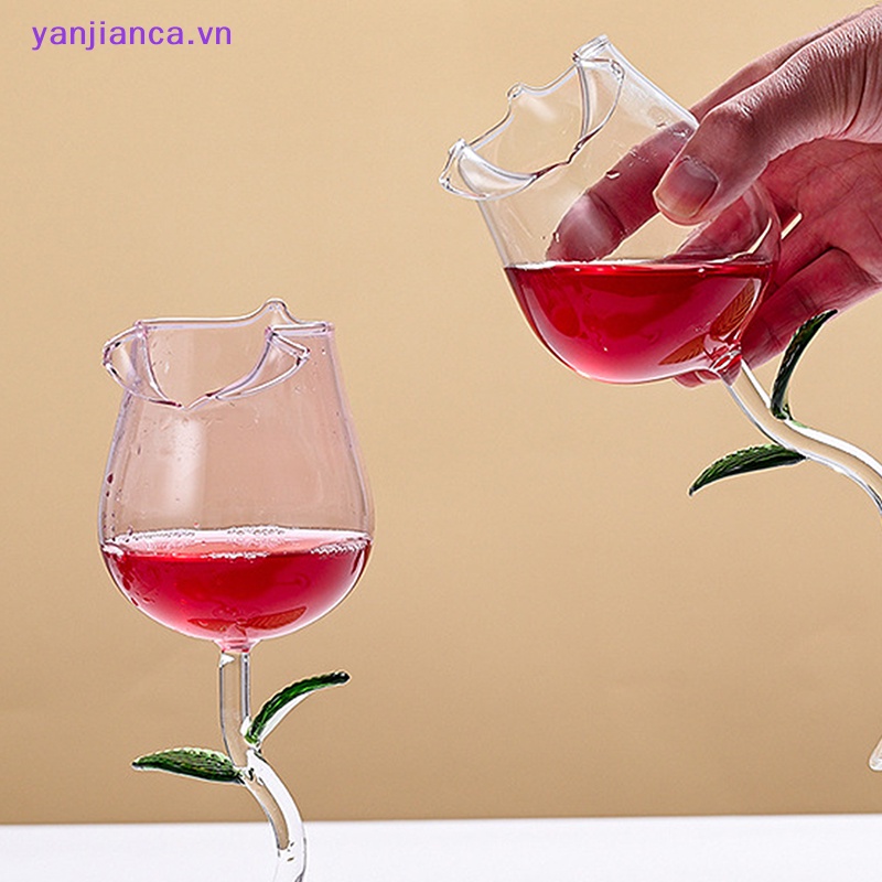Ly Thủy Tinh Uống Rượu 150 / 400ml Hình Hoa Hồng Lãng Mạn