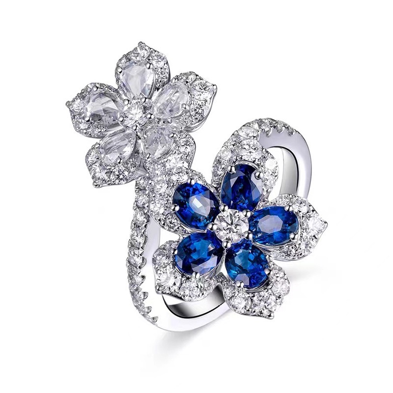♥ Nhẫn Bạc Đính Đá Sapphire Thời Trang Cho Nữ