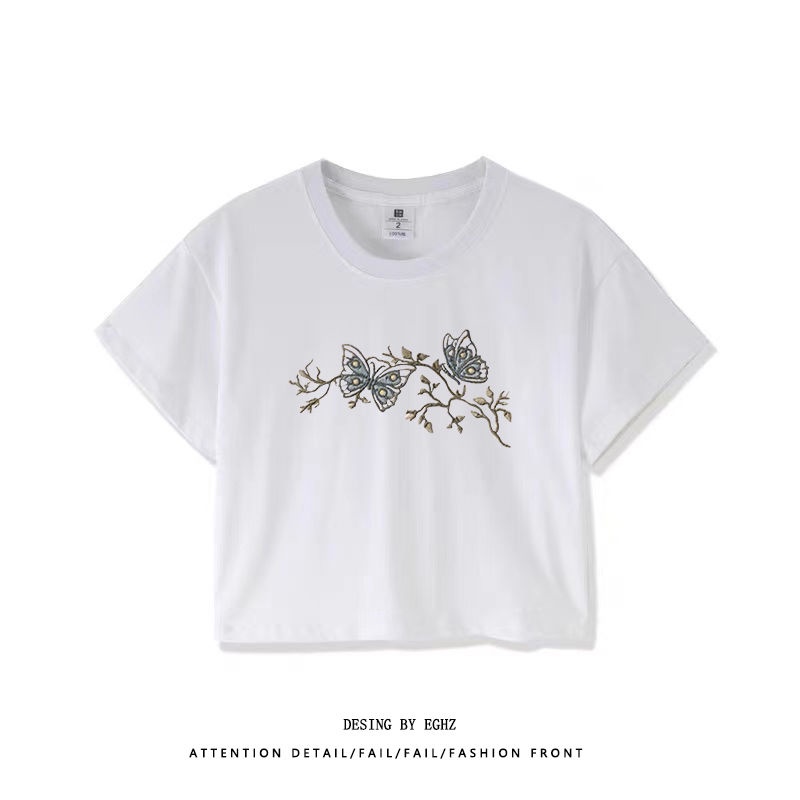 Áo Baby Tee Thun Croptop Nữ Tay Ngắn Hở Vai Màu Trắng Thời Trang Mùa Hè Xinh Xắn Cho Nữ