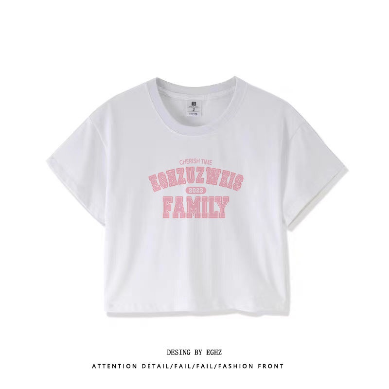 Y2k Áo Baby Tee Thun Croptop Nữ  Ngắn Tay Ôm Dáng Màu Trắng In Họa Tiết Phong Cách Mới Mùa Hè Cho