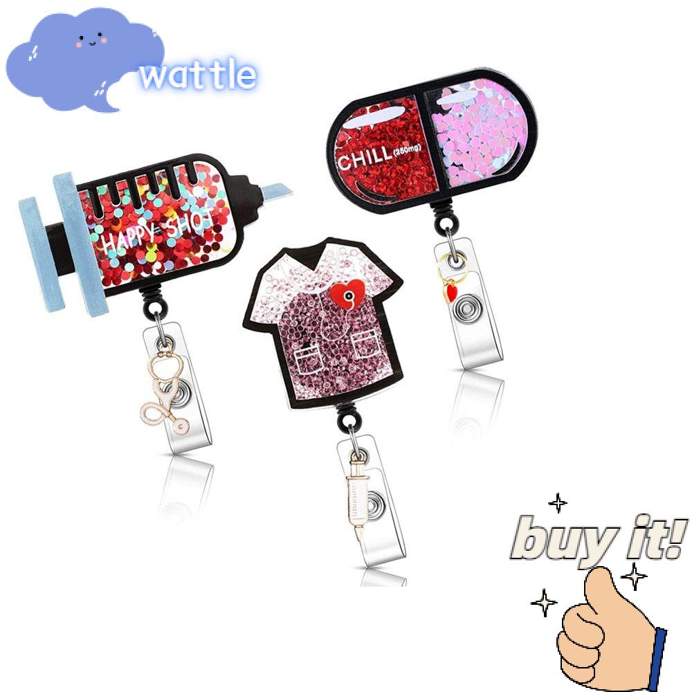 WATTLE Set 3 Móc Chìa Khóa Bằng ABS Bền Bỉ Thời Trang Có Thể Thu Gọn Cho Văn Phòng