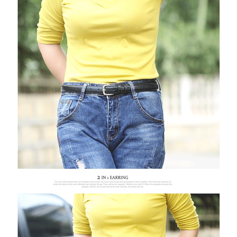 Thắt Lưng Đính Nút Kim Loại Đơn Giản Phong Cách Vintage Cho Nữ