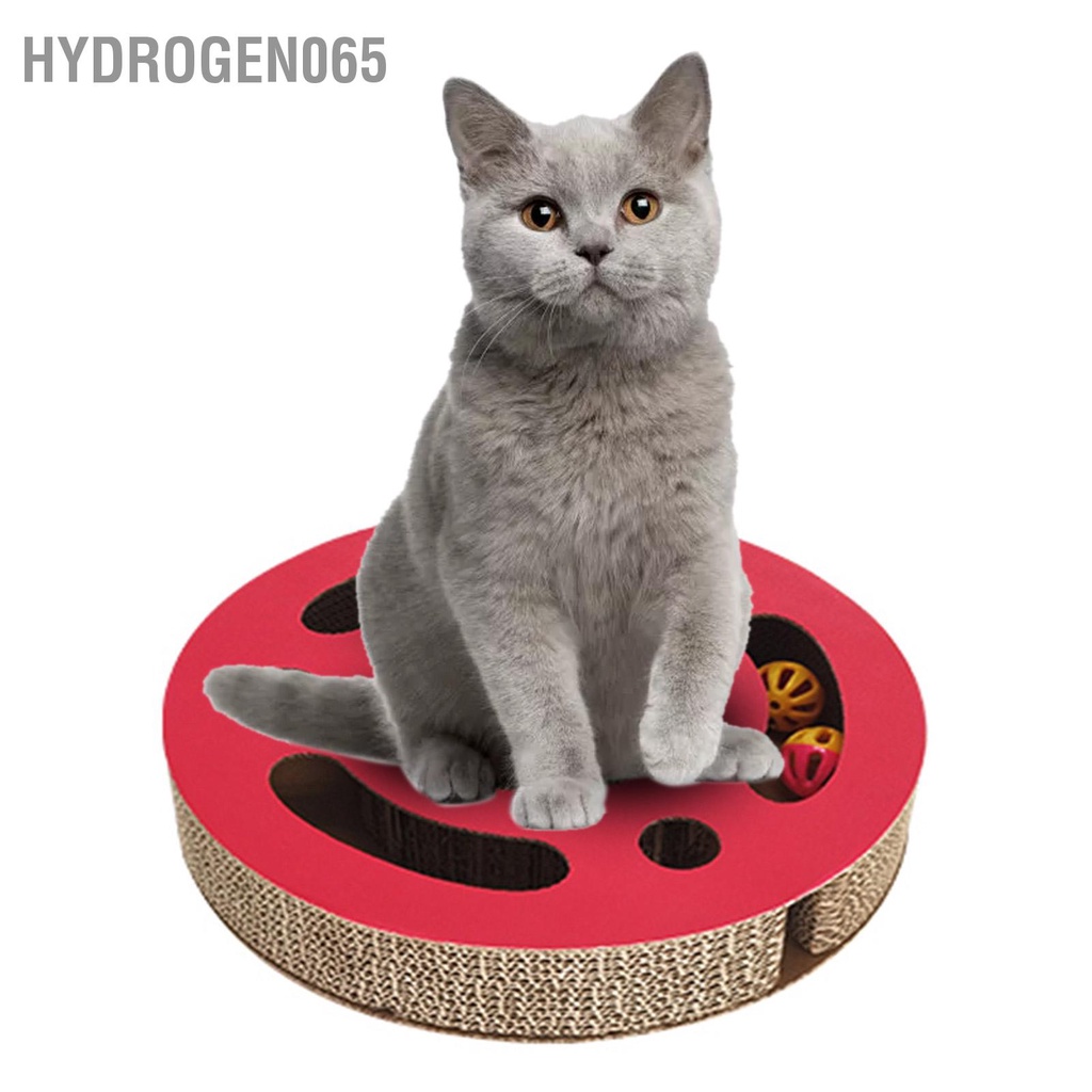 Hydrogen065 Cat Scratcher Pad Đồ chơi tương tác 3 trong 1 cào hình tròn dày cho mèo con có chuông bóng