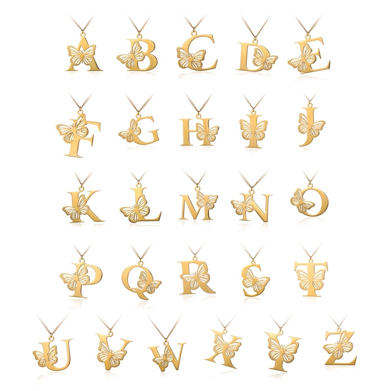 Ygt Vòng cổ Bằng Thép Không Gỉ Mặt Hình Chữ Cái A Z Màu Vàng / Bạc Thời Trang Cho Nữ