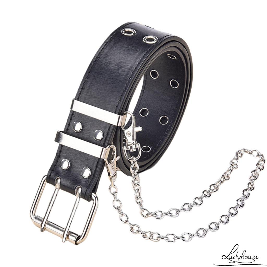 Thắt Lưng Đơn / Đôi Đinh Tán Phong Cách Punk Với Dây Xích 2 Lỗ Có Thể Tháo Rời Cho Nữ