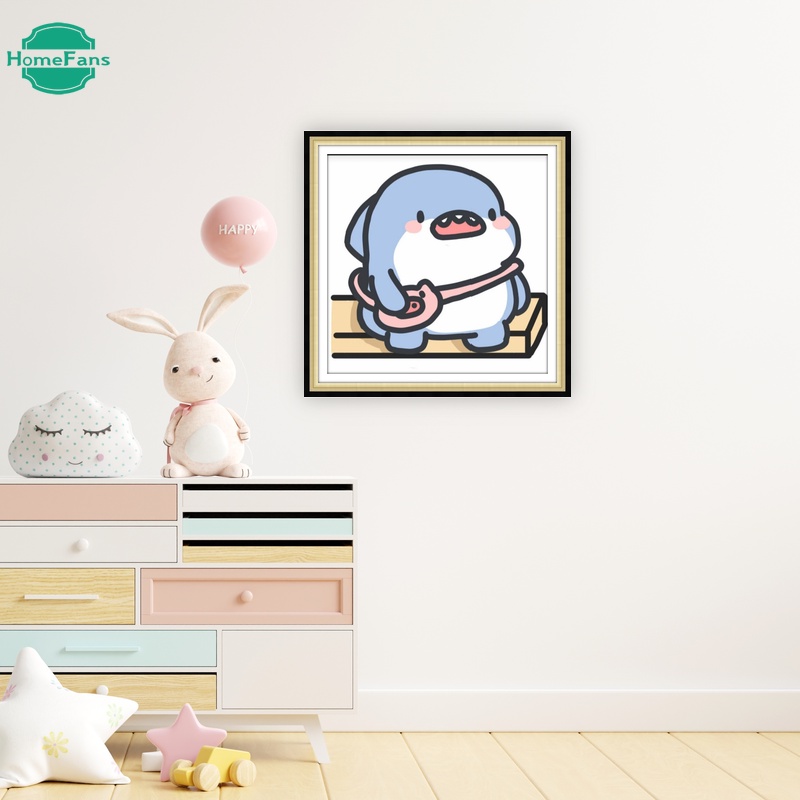 Bộ Tranh Đính Đá 5D Tự Làm Hình Cá Mập Kích Thước 30x30cm / 40x40cm / 50x50cm