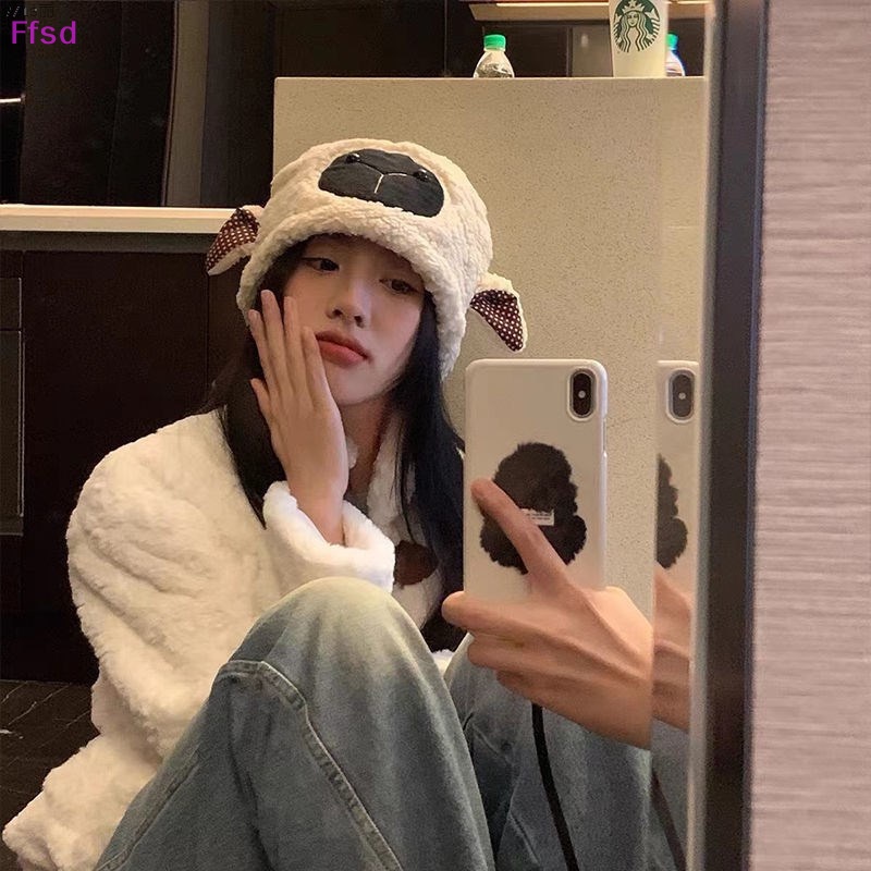 {Ffsd} Mũ Len Lông Cừu Trùm Đầu Dày Dặn Ấm Áp Thời Trang Mùa Đông Mới Cho Nữ * Bán Chạy