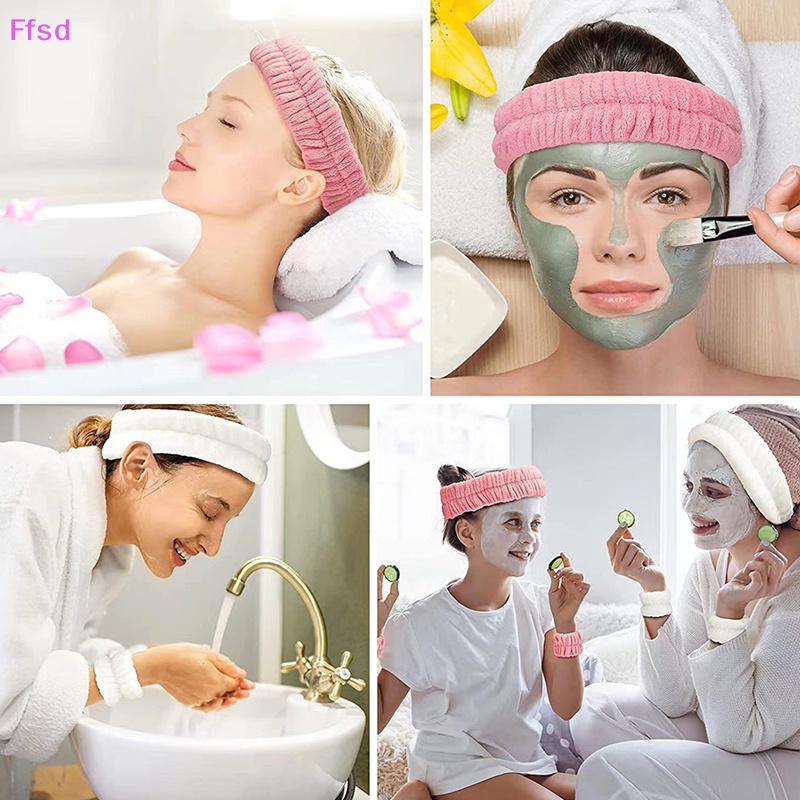 {Ffsd} Set 2 Cặp Băng Đô Quấn Cổ Tay Thấm Hút Mồ Hôi Khi Rửa Mặt / Chơi Thể Thao