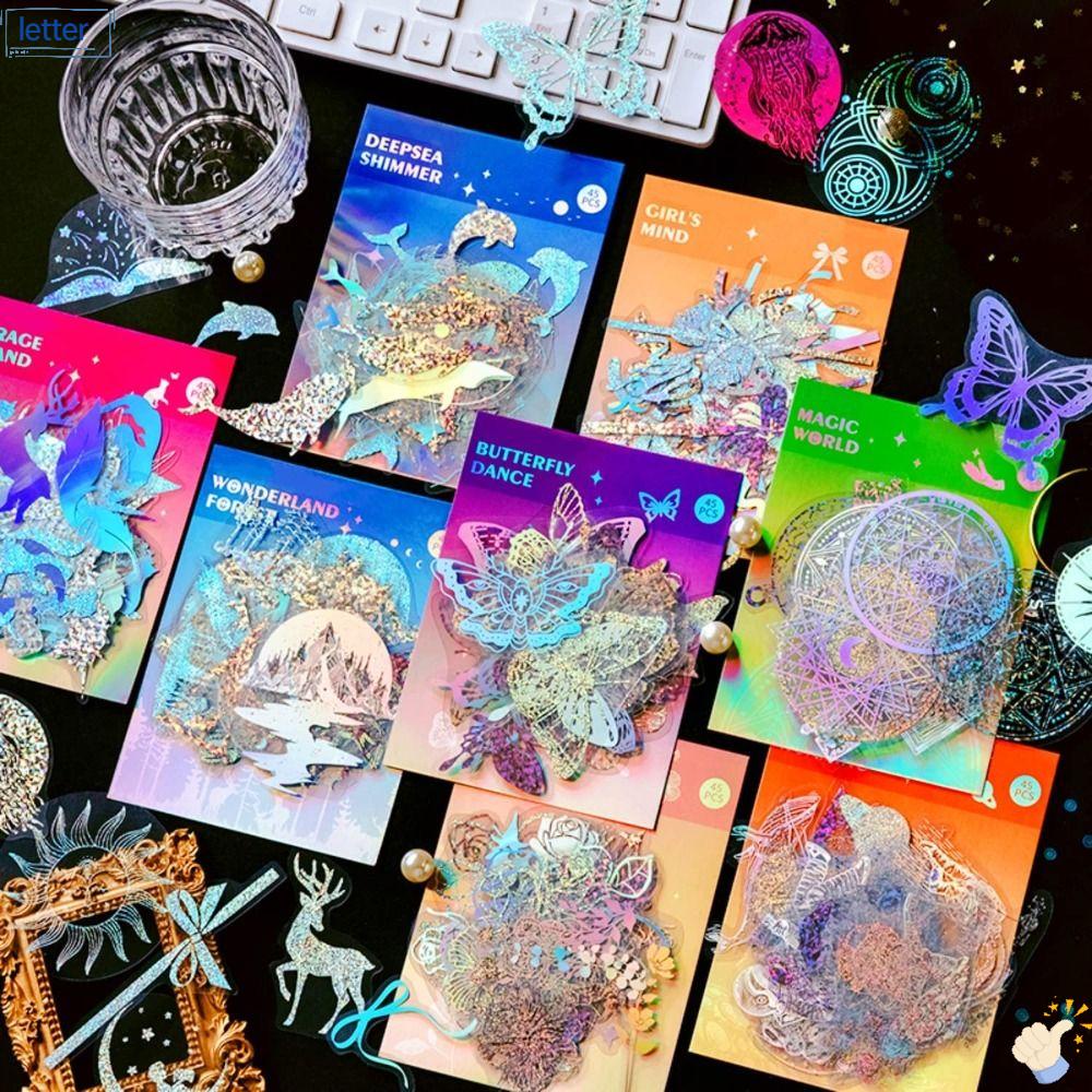 LET Miếng Dán PET Màu Bạc Phong Cách Vintage Trang Trí Sổ Tay