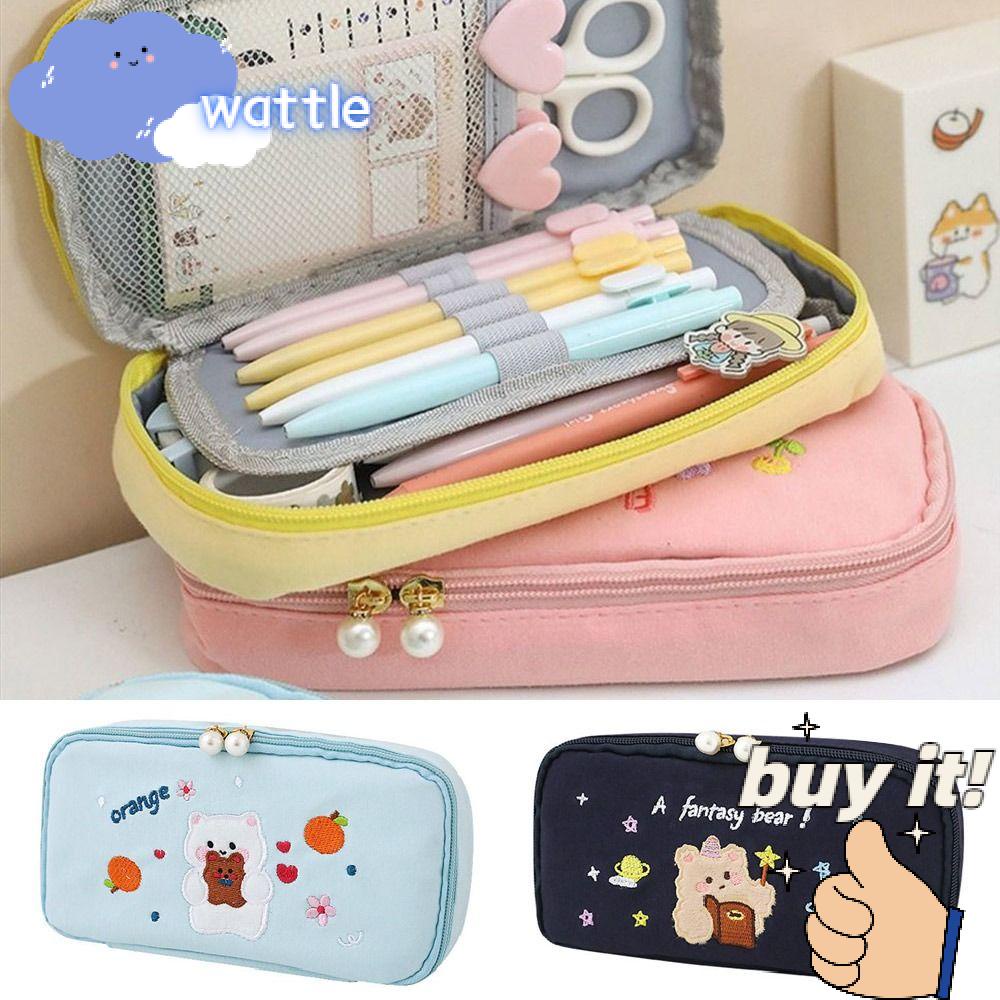 WATTLE Túi Đựng Bút Cỡ Lớn Họa Tiết Hoạt Hình Đáng Yêu Ốp