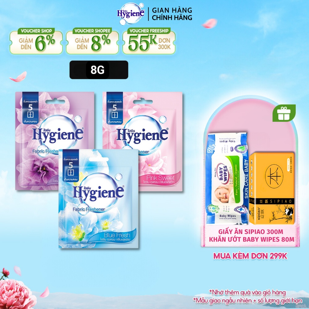Túi Thơm Hygiene Để Treo Tủ Quần Áo Thái Lan Thơm Phòng Treo Xe Phòng Ngủ 8gr