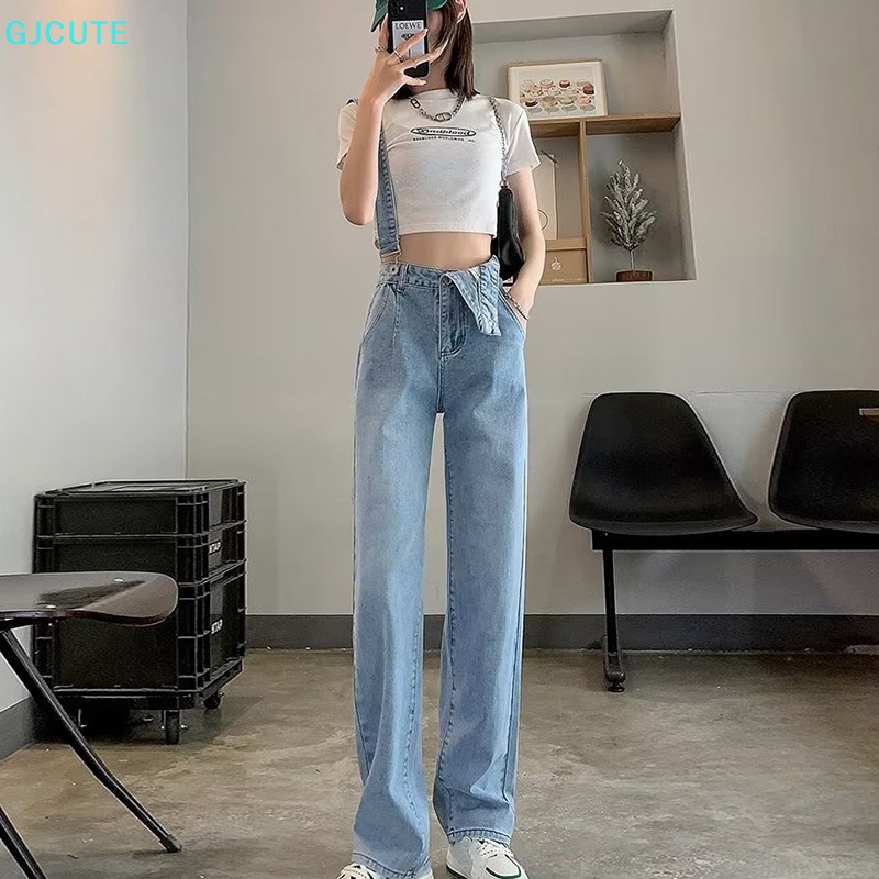 Quần Denim Lưng Cao Dáng Rộng Phong Cách Thời Trang Âu Mỹ Dành Cho Nữ