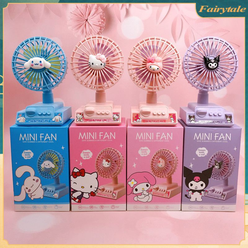 Quạt Điện Để Bàn Sạc Cổng USB Họa Tiết Hoạt Hình Sanrio Kuromi Melody Đáng Yêu