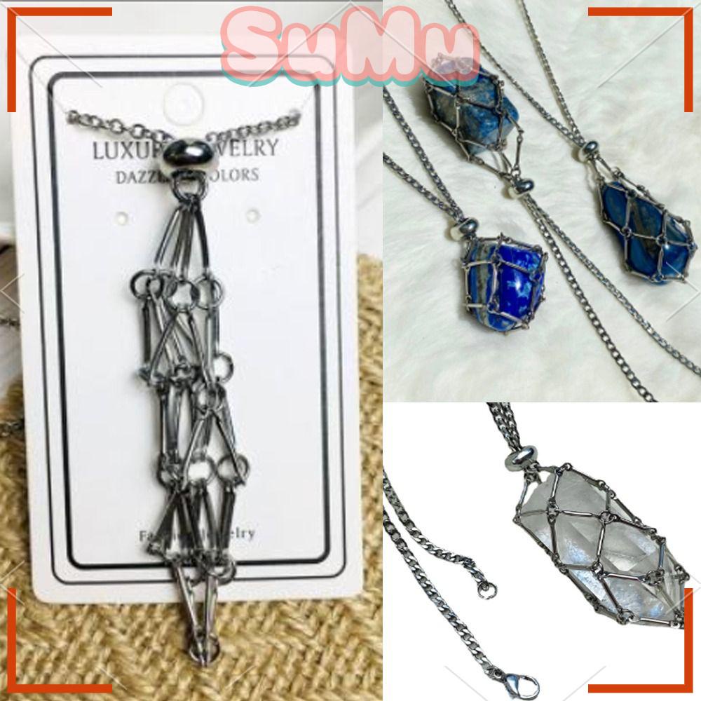 SUMU Giá Đỡ Vòng cổ Bằng Kim Loại Dạng Lồng Pha Lê Màu Bạc Có Thể Điều Chỉnh Độ Dài Dành Cho Nam Nữ