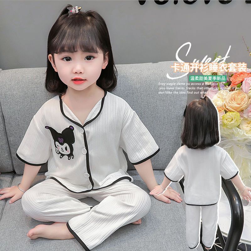 Hàng Có Sẵn Bộ Đồ Ngủ Tay Ngắn Phong Cách kuromi Hoạt Hình Dễ Thương Dành Cho Bé Gái