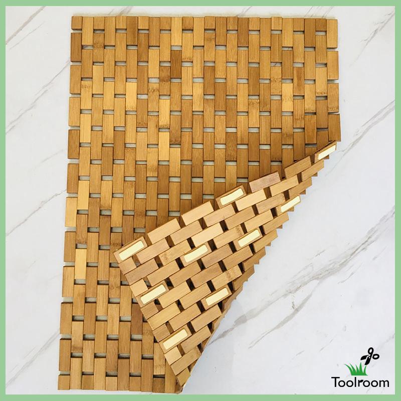 Thảm Lót Sàn Chống Trượt Họa Tiết Vân Gỗ Tre Độc Đáo