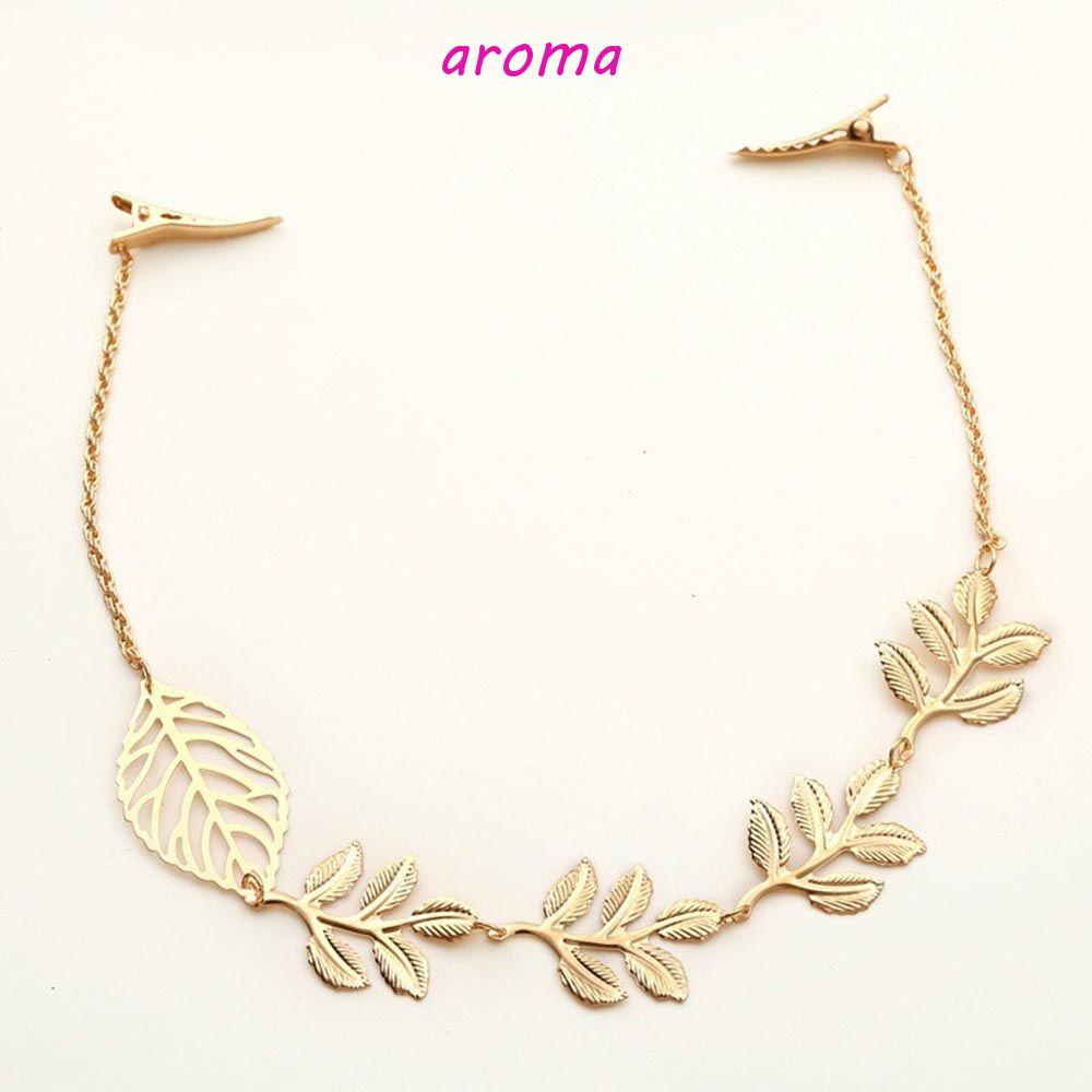 AROMA Dây Cài Tóc Kim Loại Hình Chiếc Lá Thời Trang Cho Cô Dâu