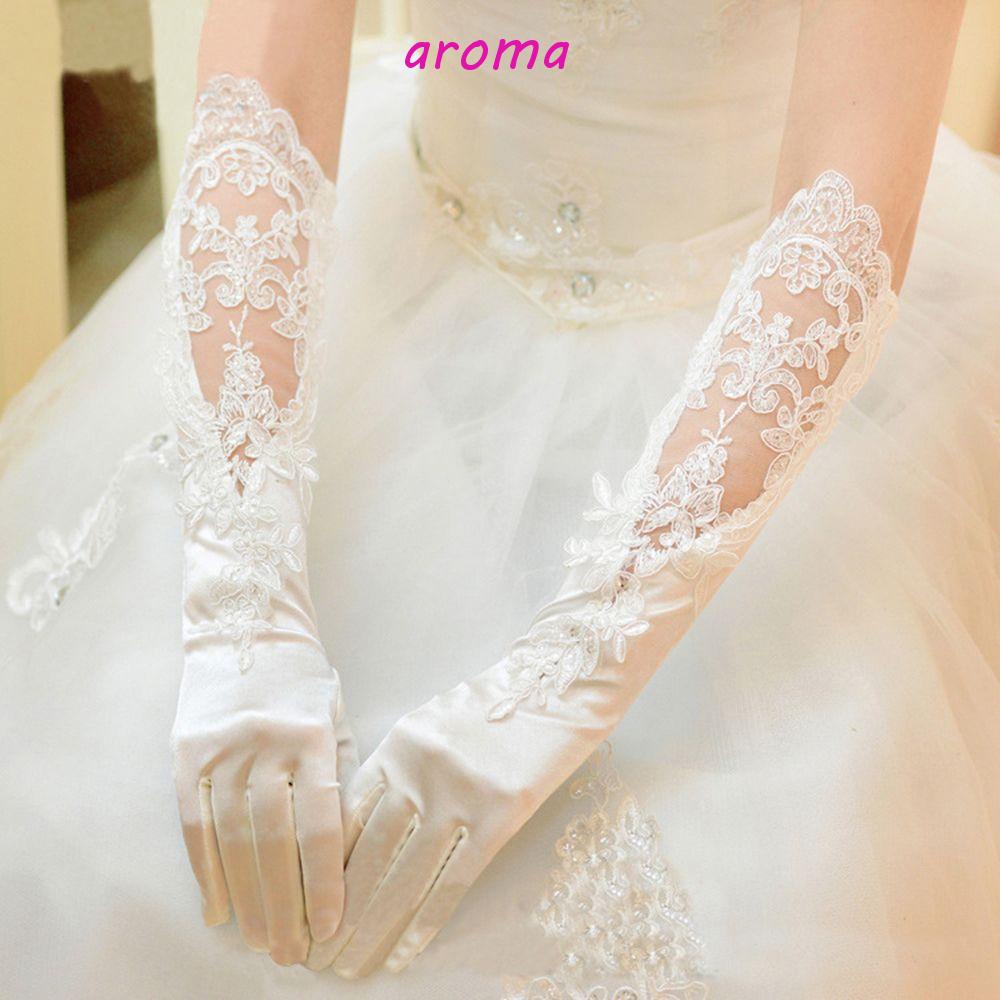 AROMA Găng Tay Dài Toàn Ngón Thanh Lịch Cho Cô Dâu