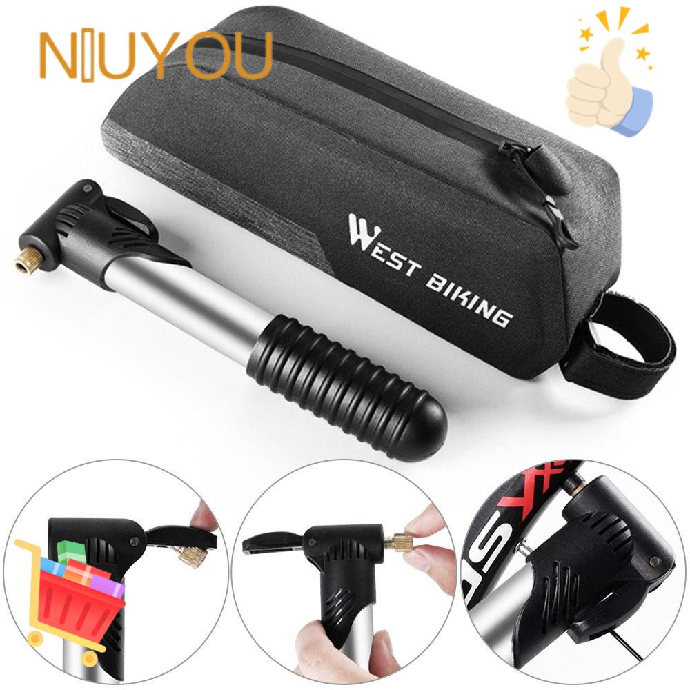 NIUYOU Bơm Xe Đạp Màu Đen &amp; Bạc Thiết Kế Nhỏ Gọn Tiện Dụng