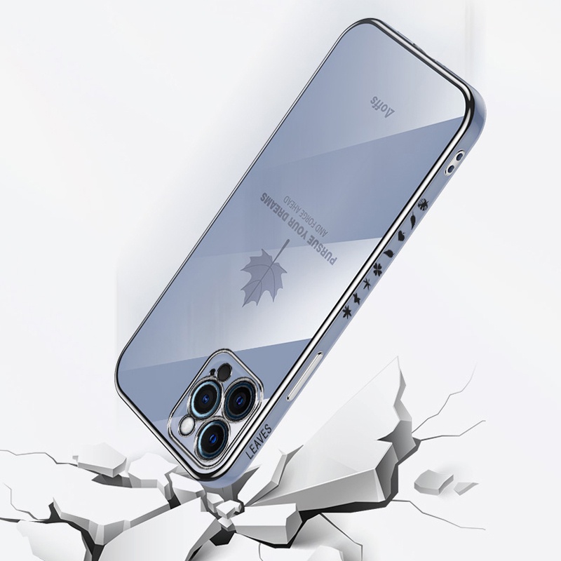 Ốp Điện Thoại Silicon Mềm Họa Tiết Lá Phong Mạ Bóng Cho Xiaomi Redmi 12 4G 12R 2023