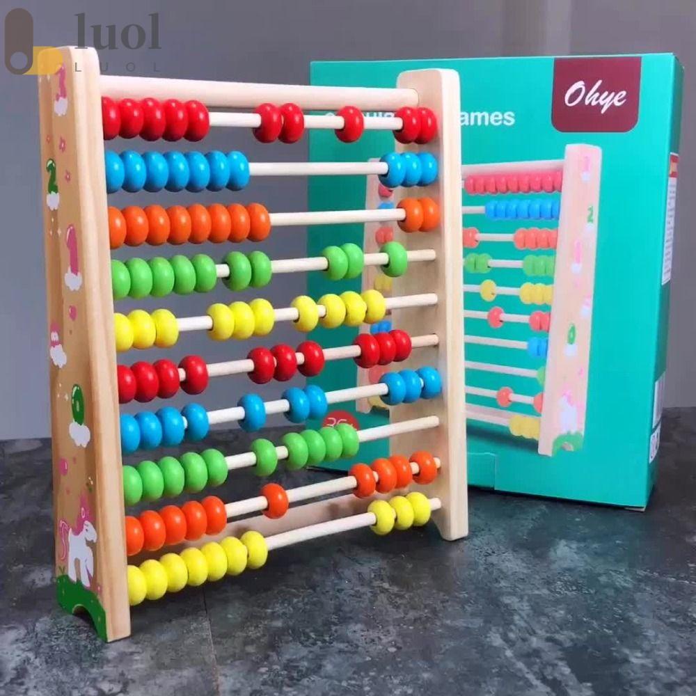 LUOL Bàn Tính Hạt Gỗ Hình Vuông Nhiều Màu Siêu Bền Tiện Dụng Cho Trường Mẫu Giáo