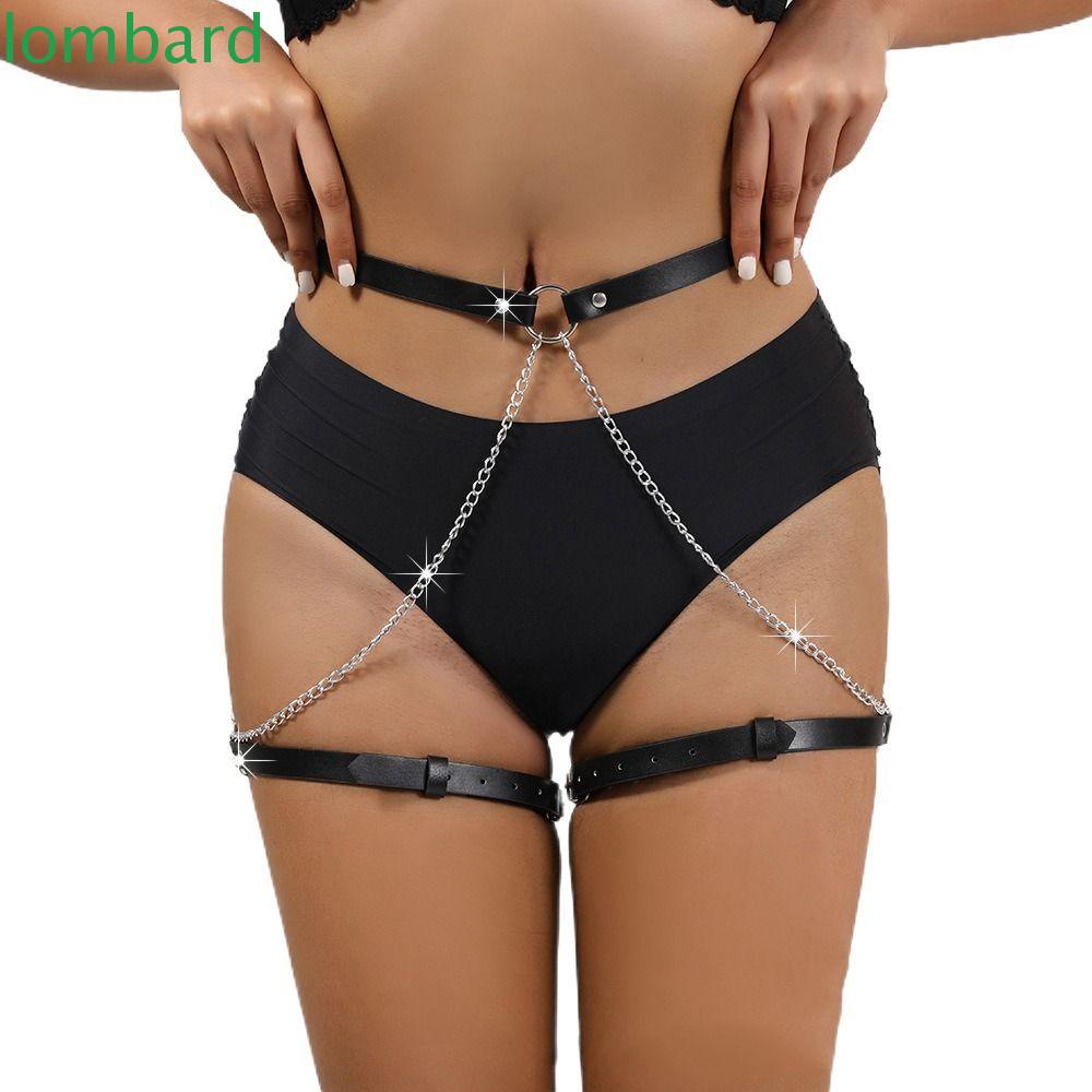 LOMBARD Thắt Lưng Da PU Khóa Kim Loại Có Thể Điều Chỉnh Phong Cách Punk Cá Tính